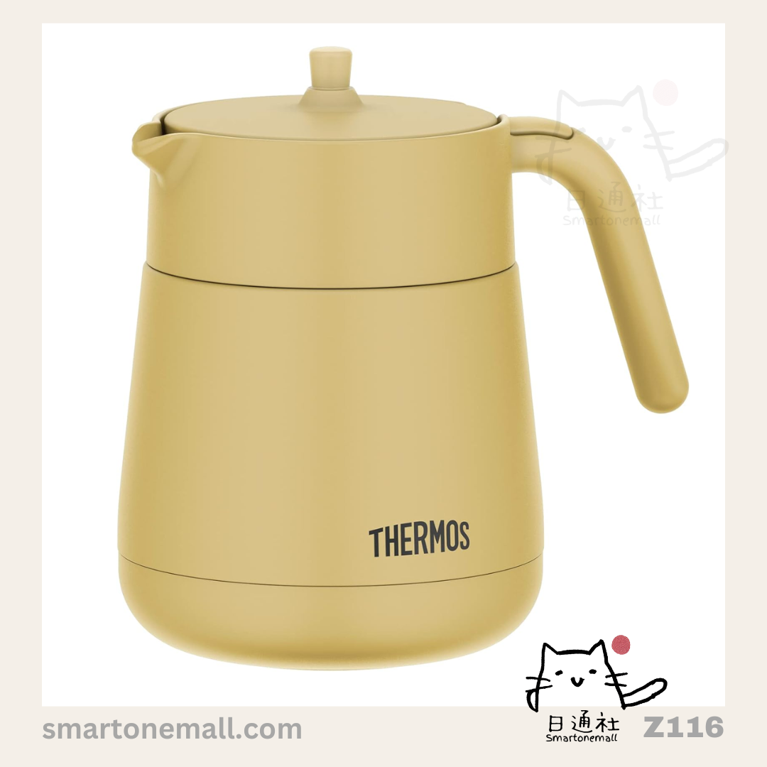 日本直送：Thermos 真空保溫茶壺(帶過濾器) TTE-450 / TTE-720  [450ml /720ml 白黃啡三色] (Z116) ／ Japan Imported: Thermos Vacuum Insulated Tea Carafe (with Filter) TTE-450 / TTE-720 [450ml /720ml White Yellow Brown 3 Colors] (Z116)